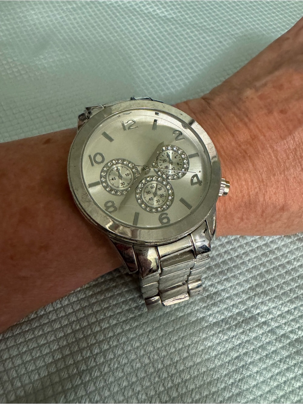 Women's Silver-Tone Crystal Accent Dress Watch